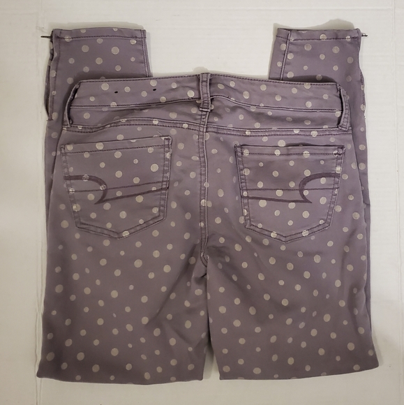 ❗️SOLD❗️American Eagle Purple White Polka Dot Jeggings 4 - Picture 6 of 10